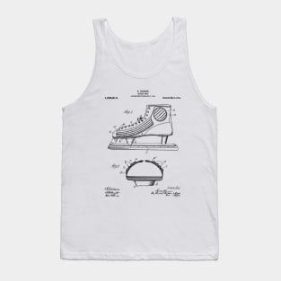 Ice Hockey Skates Patent - Ice Skates Art - Black And White Tank Top